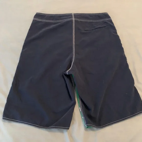 Genesis Surf Board Shorts Mens 34 Green Floral Face Graphic Swim Trunks Beach - Picture 8 of 10